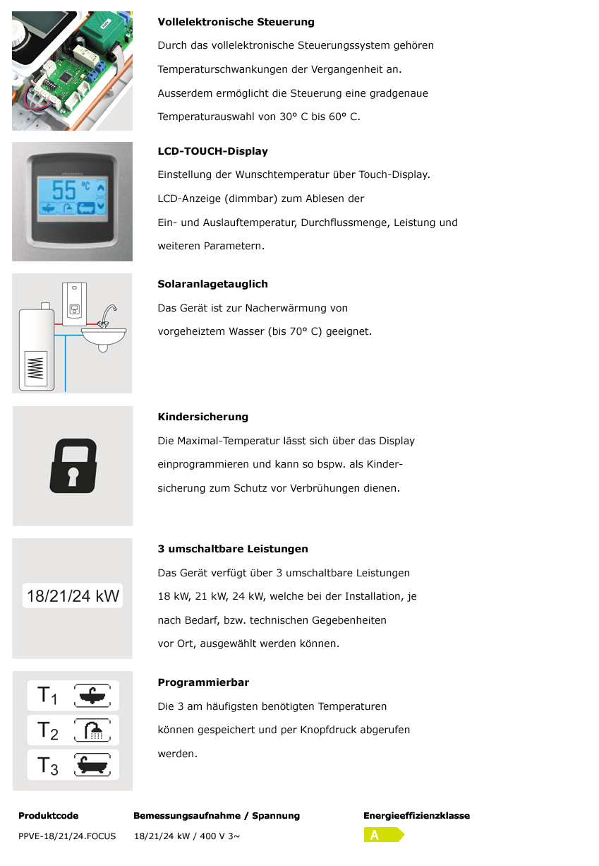 PPVE Focus electronic Easy Touch 18/21/24 kW